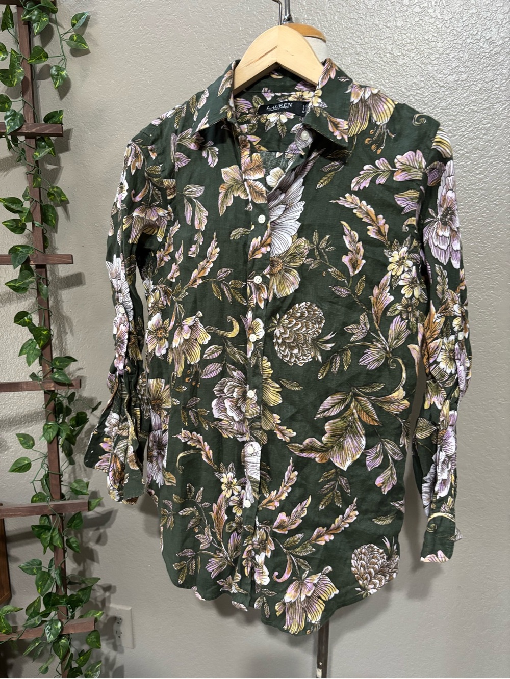 ▪️Ralph Lauren Relaxed Fit Floral Linen Shirt Sz S - Picture 7 of 12
